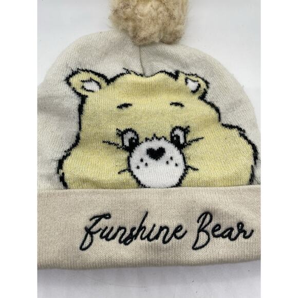 Care Bears Funshine Yellow Pom Pom Cuff Knit Beanie - Picture 2 of 6